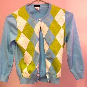 J crew argyle cardigan size S